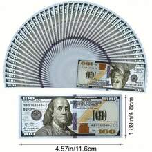 200pcs Of Simulated US Dollar Banknote Props, Realistic Toy Banknotes - Realistic $100 Bill Replica Bills For Film, Theater, Cosplay & Themed Parties - Durable Paper Currency For Professionals - Xanh và trắng - Xem 9