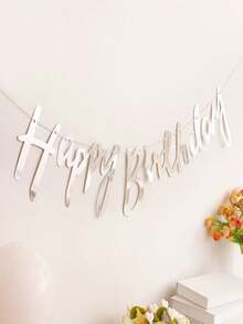 1 Set Glückwunschkette für Geburtstagsparty, Dekorationen für Partyversammlungen an der Wand - Silber - Übersicht 1