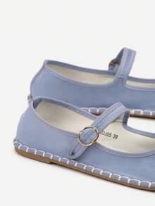 Bailarinas tipo esparteñas con correa de hebilla - Celeste - Ver 4