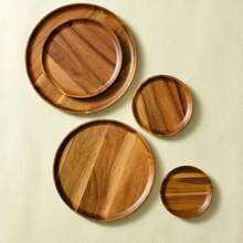Piatto in legno, piatto da pranzo, piatto rotondo in legno di palissandro, piatto classico infrangibile, facile da pulire e leggero, adatto per formaggi, antipasti, antipasti e dessert, piatto da pranzo, vassoio decorativo, piano cucina o bagno, decorazione per la casa, tavolino da caffè - adatto per stoviglie natalizie, Ognissanti, Ringraziamento, snack, dessert, regalo di inaugurazione casa, regalo di Natale