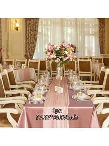 1pc Rose Gold Satin Table Cloth, Romantic Polyester Rectangle Tablecloth Suitable For Valentine's Day, Wedding, Holidays, Birthdays And Banquets, Parties, Ideal For Creating A Festive And Elegant Atmosphere, Wedding Decor - Solid Color - View 18