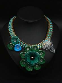 1pc Luxury Gem Flower Pendant Necklace, For Women's Party/Event Dress Up, European & American Style