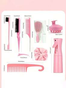 12pcs/Fashion Boys And Girls Dry And Wet Shell Ribs Comb Set, Pointed Tail Comb, Mouse Tail Comb, Side Brush, Hair Brush, Hair Clip, Hair Ring, Hair Ring, Wide Tooth Comb, (6.8 Oz/200 Ml) Multi-Functional Small High-Pressure Continuous Spray Water Replenishing Travel Makeup Bottle, Suitable For Hair Styling, Hairdressers, Home And Outdoor Travel, Is The Best Personalized Gift In The Holiday Season ,Hair Accessoires