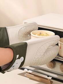 1 pieza Guantes de silicona resistentes a altas temperaturas de hasta 300°C, antideslizantes y aislantes del calor, especiales para horno de microondas, herramienta resistente al calor para agarrar en la cocina, esenciales para hornear y cocinar