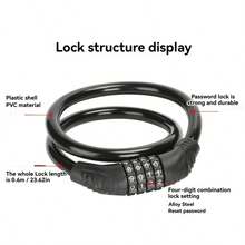 4 位自行车锁 - 23.62 英寸（60 厘米）长可伸缩安全自行车锁，防盗配件适用于山地车、公路车、电动自行车、踏板车