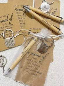 4 Stück/Set Teamgeschenk, Mitarbeitergeschenk, Stift, Mini-Notizbuch, inspirierender Schlüsselanhänger, Schlüsselring-Set, geeignet für Arbeiter, Freiwillige, Krankenschwestern, Lehrer, Kollegen, Teambuilding, Schulanfangszeit