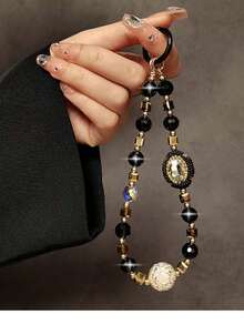 Black Hand Strap Wristlet Short Hanging Lanyard Phone Case Keychain Bag Pendant - Black - View 8