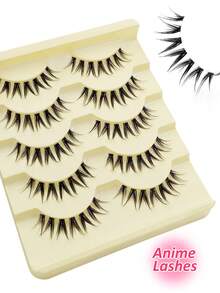 5 Pairs Rikuaild Cartoon Cat Fairy False Eyelashes, Soft & Natural, Suitable For Daily Makeup And Dates - Cat Elf Eyelashes - View 4