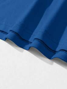 Young Boy Casual Motorcycle Graphic Print Round Neck Summer T-Shirt - Royal Blue - View 4