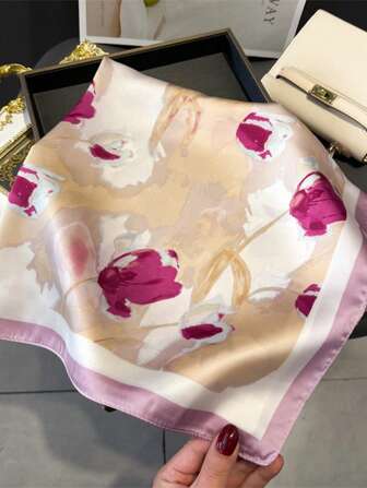 1 pièce Foulard léger à imprimé vintage, étole enveloppante bohème décontractée, foulard de tête fin et confortable pour femmes, convient pour le port quotidien et les sorties au printemps et en été