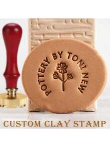 Custom Clay Stamp, 4cm Initial Ceramic Stamp With Wooden Handle, Custom Soap Stamp In Brass, Personalized Signature Brass Stamp For Pottery,Back To School,School Supplies - Multicolor - View 12