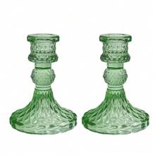 Set de 4/6 piezas de Elegantes Portavelas de Vidrio - Diseño de cristal transparente, adecuado para velas cilíndricas y cónicas, ideal para decoración del hogar, sala de estar, bodas y ocasiones especiales, arreglo romántico de velas