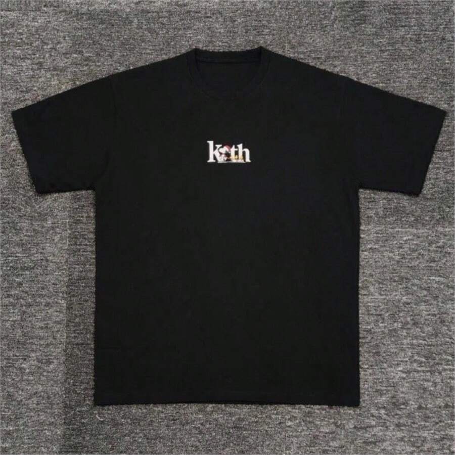 COOL SUMMER 2025 Summer Kith FW Logo T Shirt Men Women High Quality Flower Bird Print Couple T-Shirt Loose Kith Short Sleeve Tees Tops - 黑色 - 查看 1