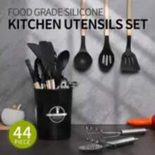 44pcs Silicone Cooking Tools Set With Storage Bucket, High Heat Resistant Non-Stick Cookware Spatula & Ladle, Kitchen Utensils Kit