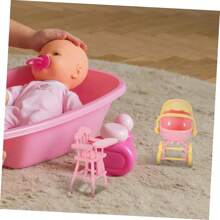 1 Set Carrito de muñeca en miniatura, Cochecito realista con trona para muñecas que fomenta el juego imaginativo para el rol, accesorios para casa de muñecas