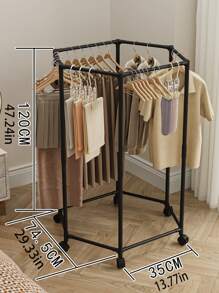1 Stück einfacher Kleiderständer für den Haushalt / montierter Kleiderständer / Kleiderständer mit Rollen, 360° drehbar, 1,2 Meter hoch, geeignet zum Aufhängen verschiedener Kleidungsarten, passend für Wohnzimmer, Schlafzimmer und andere Räume