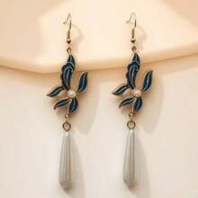 Vintage New Chinese Style Drop Earrings, Long Dangle Design For Party Holiday Daily Wear In Summer