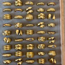 Set de 9 anillos metálicos geométricos aleatorios, joyería para mujer - Dorado - Ver 3