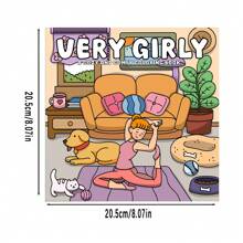 1pc Very Girlly Adult Coloring Book, 20.5x20.5 Cm, 22 Pages, Single-Sided Print - Whimsical & Comfy Designs With Clear Lines, Perfect For Birthdays, Easter, Father'S Day, And Relaxation, Cute Coloring Boo,Back To School,School Supplies