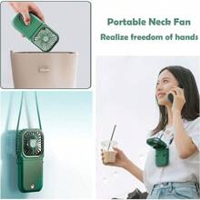 TFFFHandheld FanPortable Mini Fan With Power Bank 3000mAh USB Rechargeable Quiet Desk Fan With Cell Phone Stand Foldable 3 Speeds Strong Airflow 12 Working Hours Neck Fan