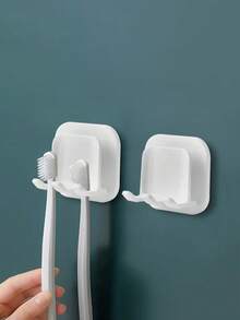 4/2 piezas Soporte adhesivo de silicona para cepillo de dientes - Ganchos multifuncionales para baño, ducha, cocina, oficina, sin necesidad de perforar, almacenamiento ahorra espacio, percha práctica