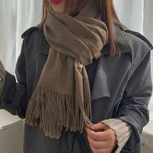 230g Plain Polyester Pashmina Scarf With Fringes Gifts Hot - 摩卡棕 - 查看 2