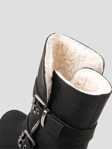 GLOBALWIN Women's Fur Booties Fashion Combat Ankle Boots For Women Winter Fall Boots Holiday Season Faux Fur Lined Warm Boots - 黑色 - 查看 4