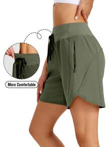 ZUTY 7" hohe taillierte Sporthosen für Frauen, Lauf-Workout Shorts mit 3 Reißverschlusstaschen, Sommer