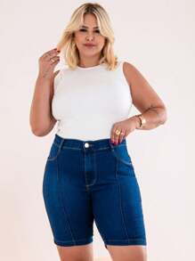 Kit 2 Bermuda Feminina Plus Size Jeans Com Lycla (Elastano)