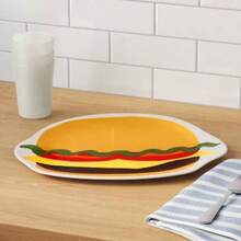 12-Inch Hamburger-Shaped Serving Platter For Party, BBQ, Picnic, Made Of Durable Melamine, Fun Figural Dish For Food Presentation - Default - View 3