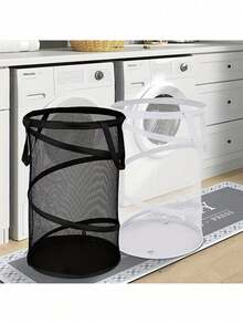 1/24件装大容量弹出式洗衣篮 - 可折叠、便携、网状 - 非常适合存放脏衣服 - 带提手的可折叠网状洗衣篮，适用于卧室、浴室、宿舍、旅行、房车和小公寓。也适合万圣节、圣诞节和感恩节使用。 - 彩色 - 查看 3