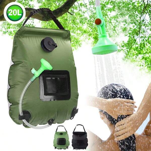 Solar-beheizte Militärgrüne Outdoor Camping Duschbeutel - Tragbare Wasserspeicherung für Camping, Wandern und Toilettenartikel