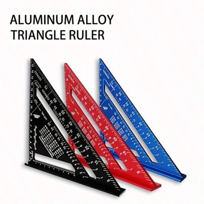 7-Inch Aluminum Alloy Woodworking Square - Precision Triangular Ruler For Home Improvement & Design, DIY Projects Metric Measuring Tool With Clear Markings And Scales