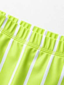 mini bala 儿童游泳套装 - 短袖防晒衣 + 泳裤 + 泳帽，防紫外线三件套 - 黃綠色調 - 查看 8