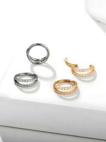 1 Piece Of Hypoallergenic Stainless Steel 316L Double-Layer Beveled Nose Ring, Inlaid With 5A Grade Zirconia Nose Ring, Gold And Silver, Easy To Wear, Very Suitable For Multiple Body Parts Such As Ear Screen Earrings, Nasal Septum Rings, Nose Rings, Etc.