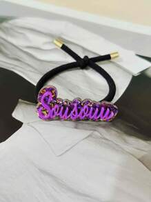 1pc Custom Acrylic Name Hair Rope, Four Styles To Choose From, Sweet Women's Hair Accessories, Hair Styling Accessories Adjustable Bow Ponytail Clip With Elastic Band, Suitable For Women, Perfect For Daily Surprise Gifts
