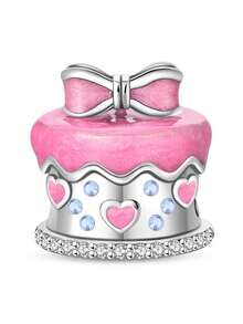 Silver Plated Charm Cake Cup Eggbeater Love Birthday Cake Series Pink Pendant Charm Pendant Ball Suitable For Bracelets DIY Women's Jewelry - Silver - View 16