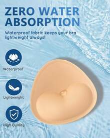 Waterproof Swimsuit Pads - 4 Pairs Heart Push Up Inserts - Beige - View 4