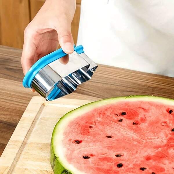 [Fun Watermelon Slicer] 1pc Stainless Steel Watermelon Slicer & Popsicle Mold | Fun And Easy Fruit Cutter For Youngsters, Green Handle, Manual Operation, No Power Needed, Perfect For Summer Snacks