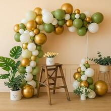 258PCS Olive Green & White Balloon Arch Kit – Garland For Party, Wedding & Holiday For Christmas, Halloween And Thanksgiving - Green, White, Gold - View 1