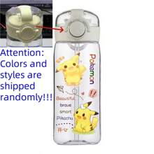 pokemon 400ML Cartoon Pokemon Pikachu Sports Water Bottle Outdoor Large Capacity Leak-Proof Cup Motivational Portable Plastic Cup Straw