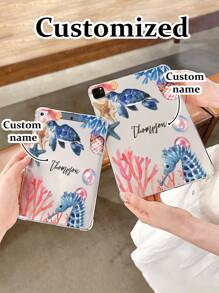 Custom Graphic & Letter Print Turtle Painted Transparent Protective Case For IPad 10.2" (2022/2021/2020), IPad Air 5, IPad 9th Gen, IPad Mini 5/6, IPad Pro 11", Silicone Cover
