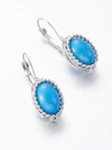 Oval Decor Stud Earrings - Multicolor - View 7