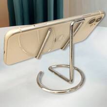 1 件简约桌面手机支架，金属铁合金材质手机支架，适用于客厅、卧室、书桌、书房等，学校用品，返校 - 玫瑰金色 - 查看 4