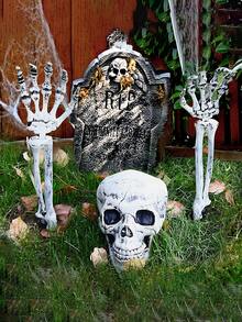 1 Stück - Künstlicher Skelett-Stecker Halloween Dekoration Rasenstecker Garten Halloween Skelett Dekoration, drinnen und Outdoor Terrasse Rasen Garten "The Breakers" Spukhaus Dekoration, Halloween Terrasse Garten Outdoor Dekor - Verschiedenfarbig - Übersicht 3