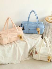 Bolsa para pañales multiusos acolchada con lunares y de unicolor, bolsa de maternidad, bolsa de almacenamiento de suministros para bebés, bolso de mamá, bolsa para chupetes - Multicolor - Ver 10