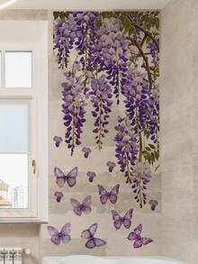 1 件紫藤和蝴蝶图案家居装饰墙贴，贴纸，墙贴花，乙烯基贴花用于家居装饰，春季装饰品让您的家焕然一新，拉玛装饰贴纸礼物生日毕业 - 彩色 - 查看 11