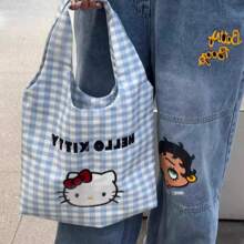 Sanrio Hello Kitty Kitty Cat Canvas Tote Bag Handheld Single Shoulder Commuting Bag For Work And School With Large Capacity For Carrying Books,Hello Kitty, Cinnamoroll,Pochacco 1pc Supply List Japanese Kt Cat Cartoon Hello Kitty Canvas Bag Small Fresh Shoulder Bag Class Hand-Held Canvas Bag, Cute Cartoon Large Capacity Handbag Shopping Storage Bag Tutoring Bag Small Gift Prizes,Birthday Gift,Makeup Bag,Hello Kitty Items