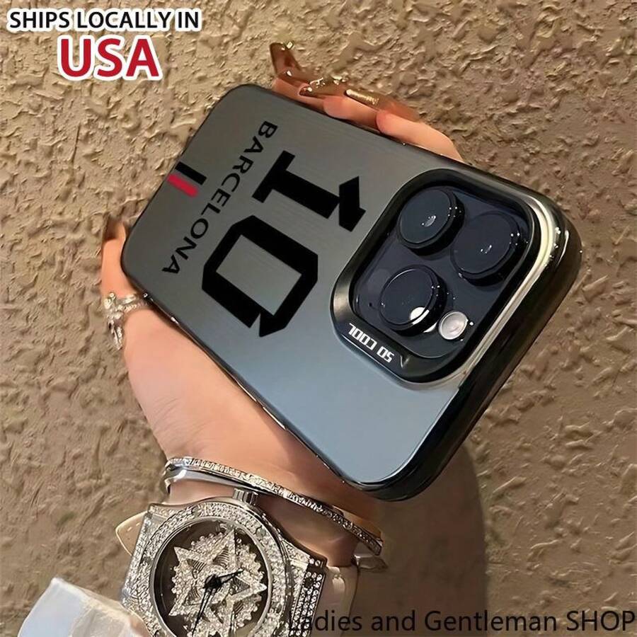 Phone Case For Barcelona Number 10, Suitable For Iphone Models 16, 15, 14, 13, 12, 11 Pro Max, X, XR, XS Max, 8, And 7 Plus, With A Shock-Resistant Matte Back. - 黑色 - 查看 1