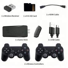 Wireless Mini Retro Video Games Console, Wireless Control Retro Game Stick Built-In 9 Emulators, 32G With 10K+Games / 64G With 20K+ Games, 4K HD-MI Output 2.4GHz Wireless Gaming Console, Retro Video Games Console For TV & Display Plug And Play